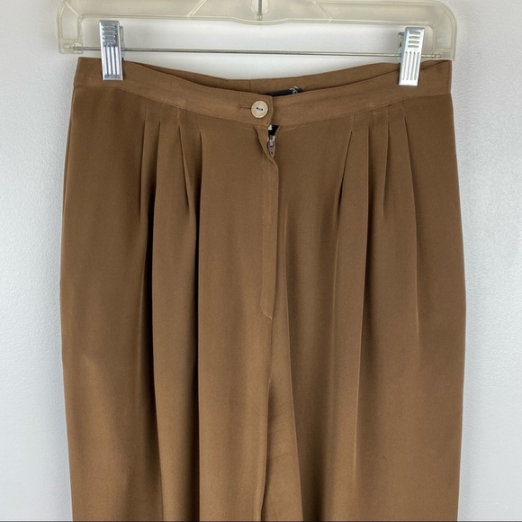 Vintage High Rise Salvatore Ferragamo 100% Silk Caramel - Picture 6 of 9